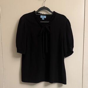 CeCe Black Blouse with Bow Detail